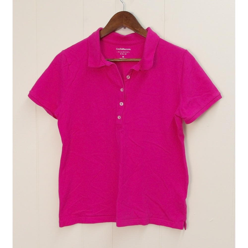 Croft &‎ Barrow Womens Polo Shirt Short Sleeve Pink Casual Top M / #9063